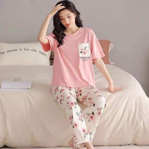 2 Pcs Women's Stitched Cotton Jersey Printed Night Suit