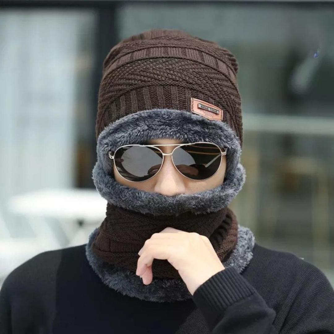 Warm Wool Beanie and Neck Warmer Set (Cap & Neckwarmer or Mask)