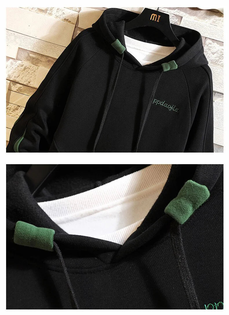 Green Stripped Sleeves Hoodie