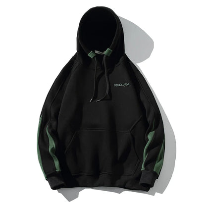 Green Stripped Sleeves Hoodie