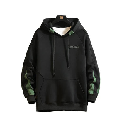 Green Stripped Sleeves Hoodie