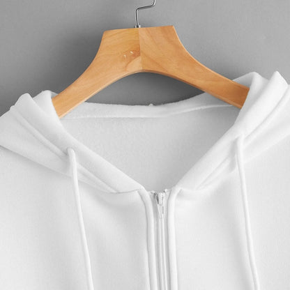 Stylish Plain Zip-Up Hoodie for Women